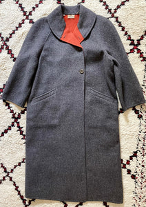 Vintage VALENTINO Felted Wool Grey and Orange Coat L
