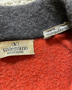 Vintage VALENTINO Felted Wool Grey and Orange Coat L