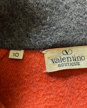Vintage VALENTINO Felted Wool Grey and Orange Coat L