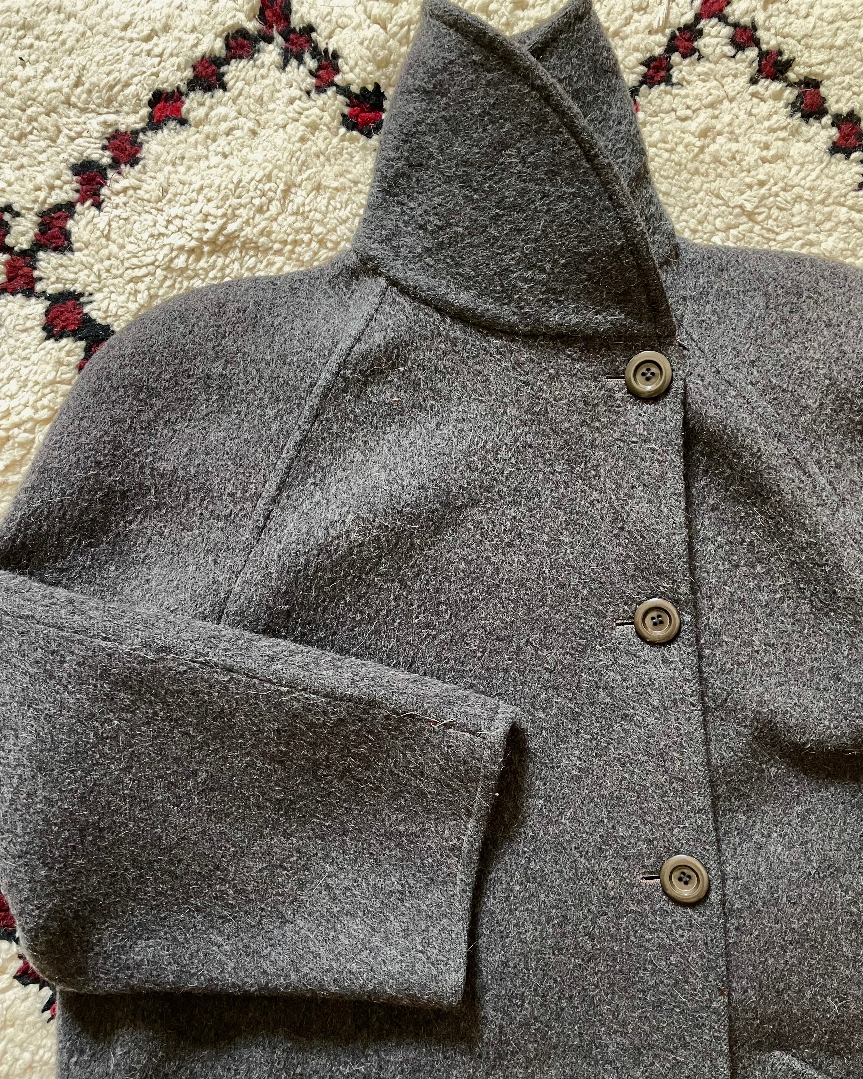 Vintage VALENTINO Felted Wool Grey and Orange Coat L
