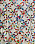 Vintage Hoopsisters Double Wedding Ring Patchwork Quilt with Tufting