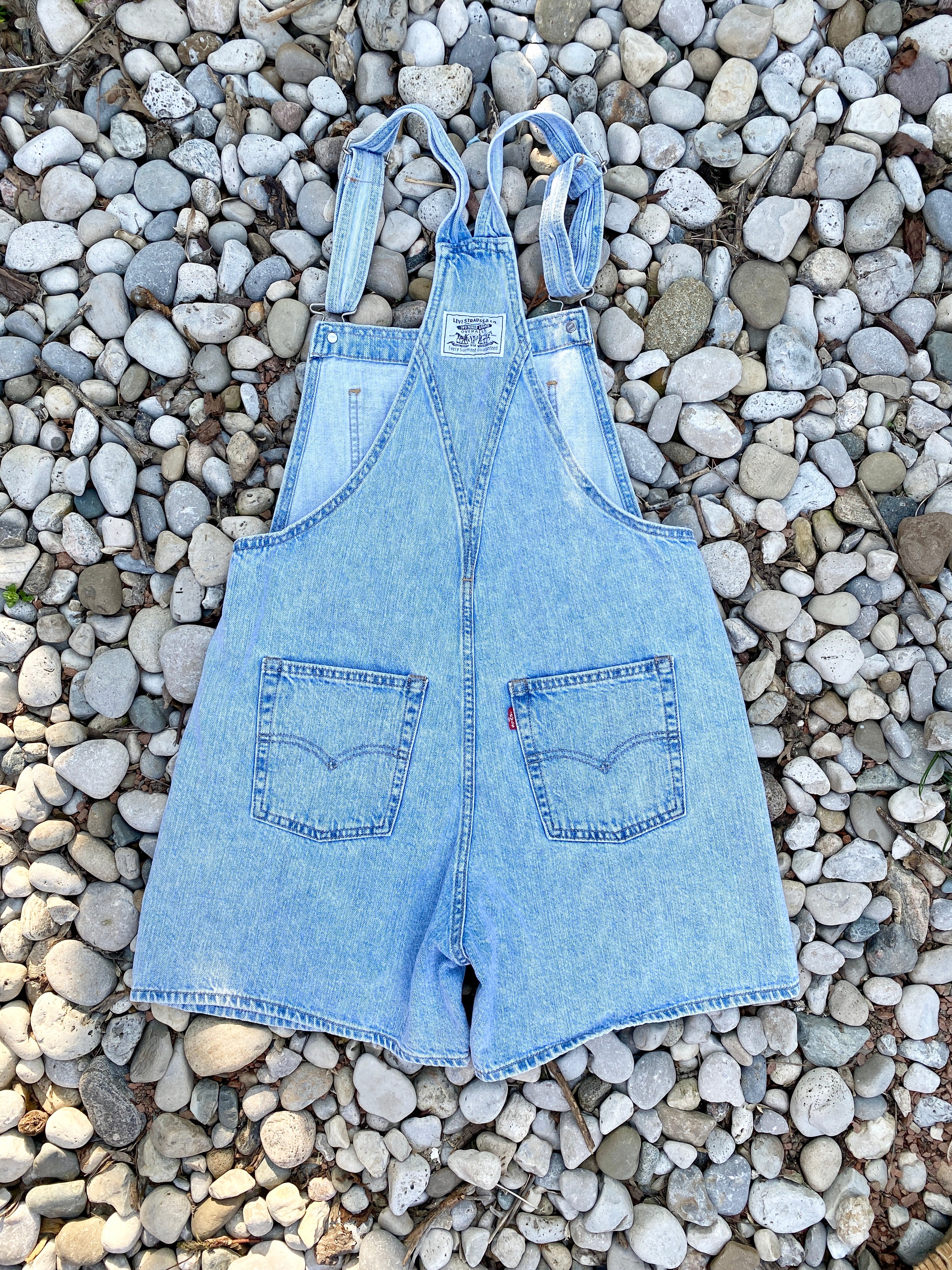 Y2K Levis Shortalls Short Overalls Light Wash S
