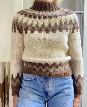 VINTAGE Icelandic Fair Isle Handknit Cream Sweater