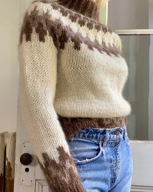VINTAGE Icelandic Fair Isle Handknit Cream Sweater