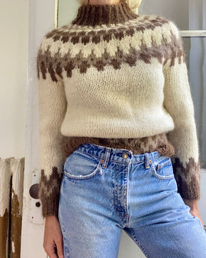 VINTAGE Icelandic Fair Isle Handknit Cream Sweater