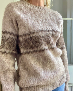 VINTAGE Icelandic Fair Isle Fuzzy Sweater