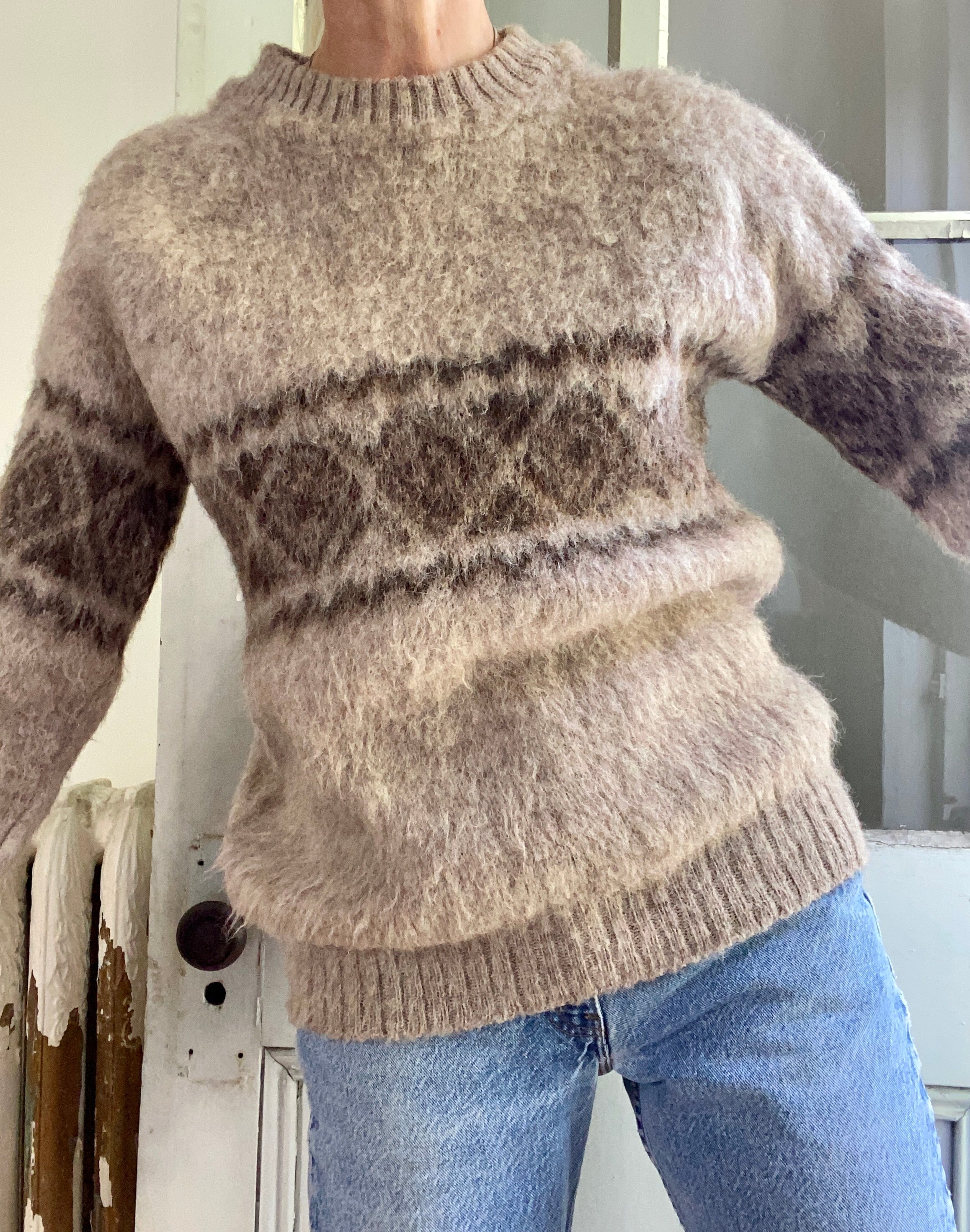 VINTAGE Icelandic Fair Isle Fuzzy Sweater
