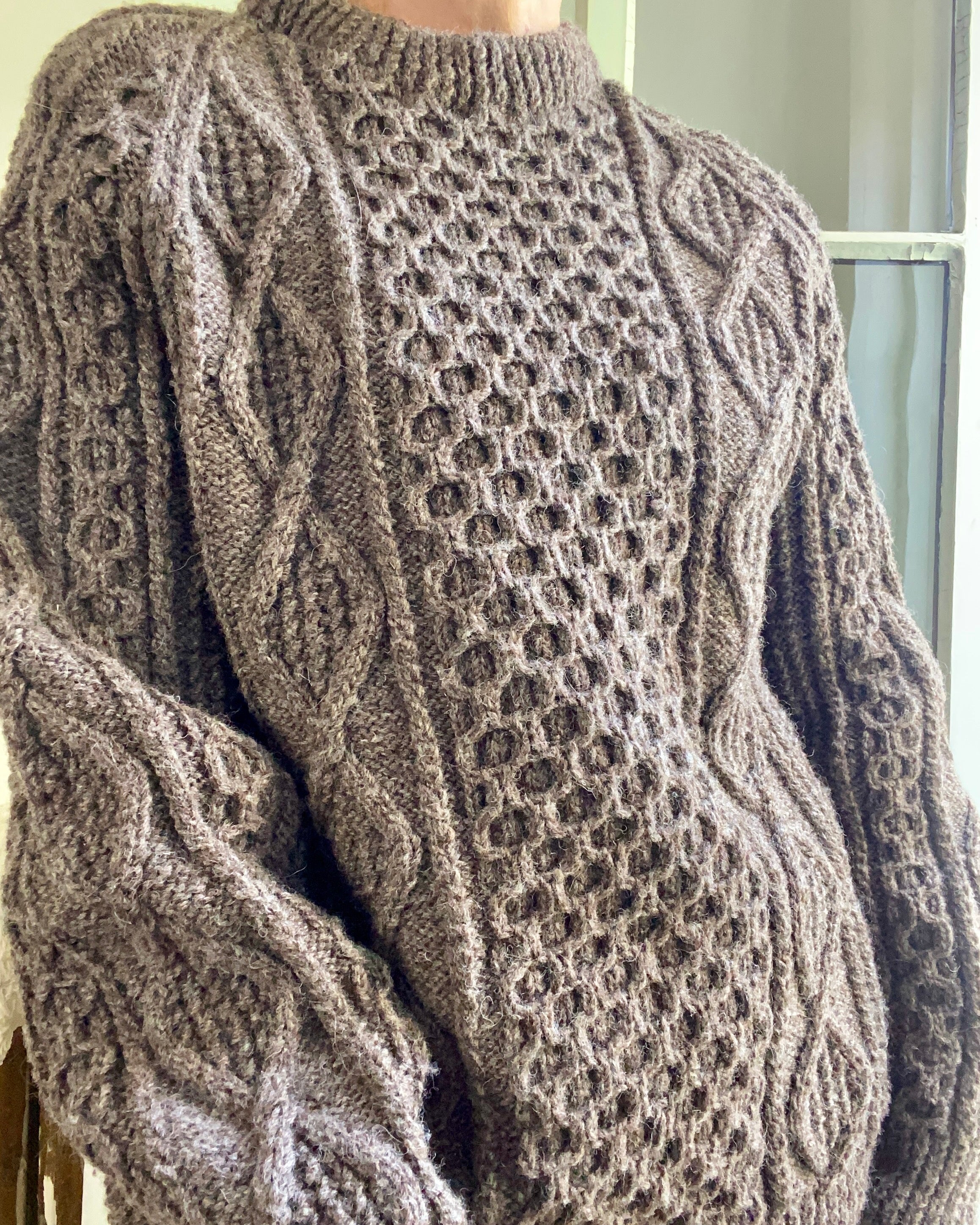 Vintage Fisherman Aran Brown Melange Sweater