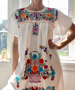 Vintage Mexican Embroidered White Dress M – Ardith