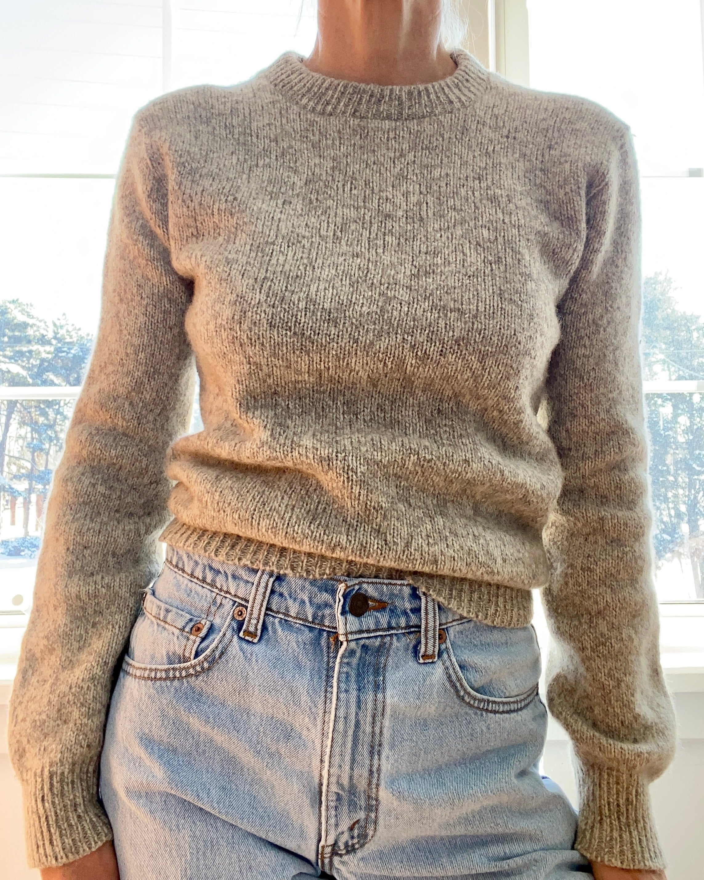 Vintage Oatmeal Melange Crew Sweater