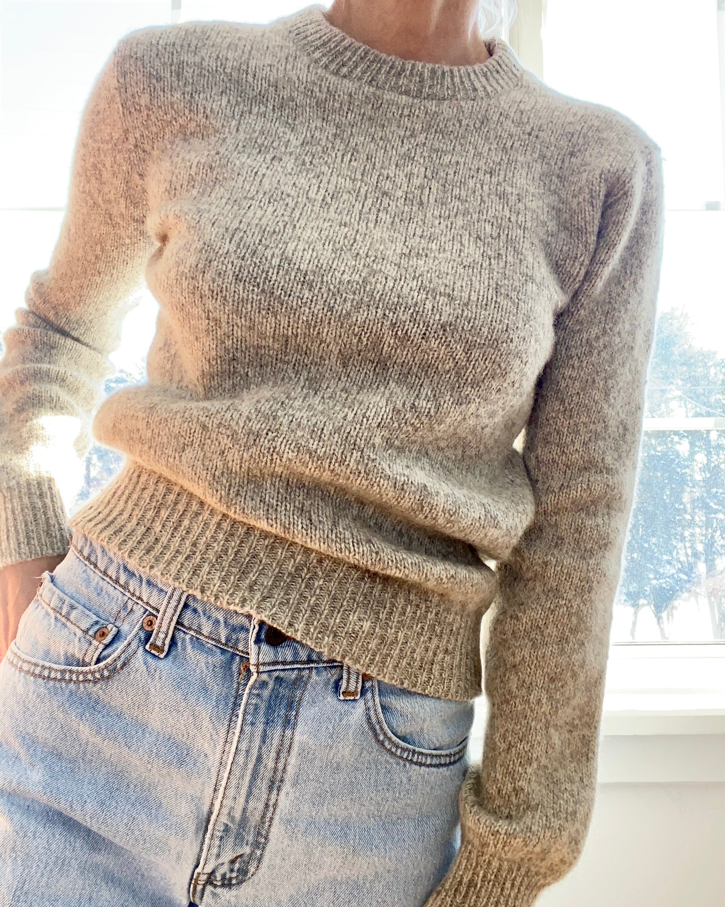 Vintage Oatmeal Melange Crew Sweater