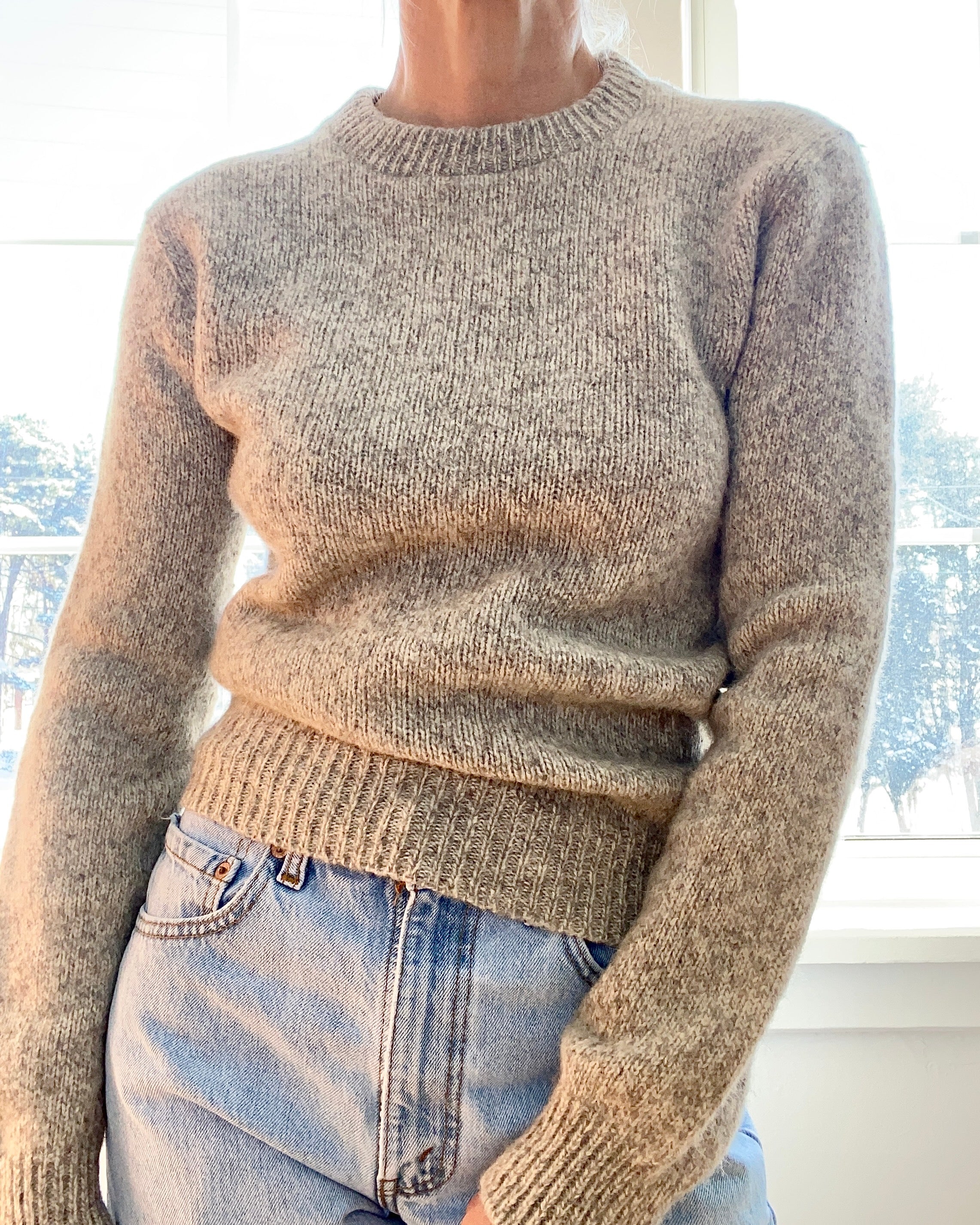 Vintage Oatmeal Melange Crew Sweater
