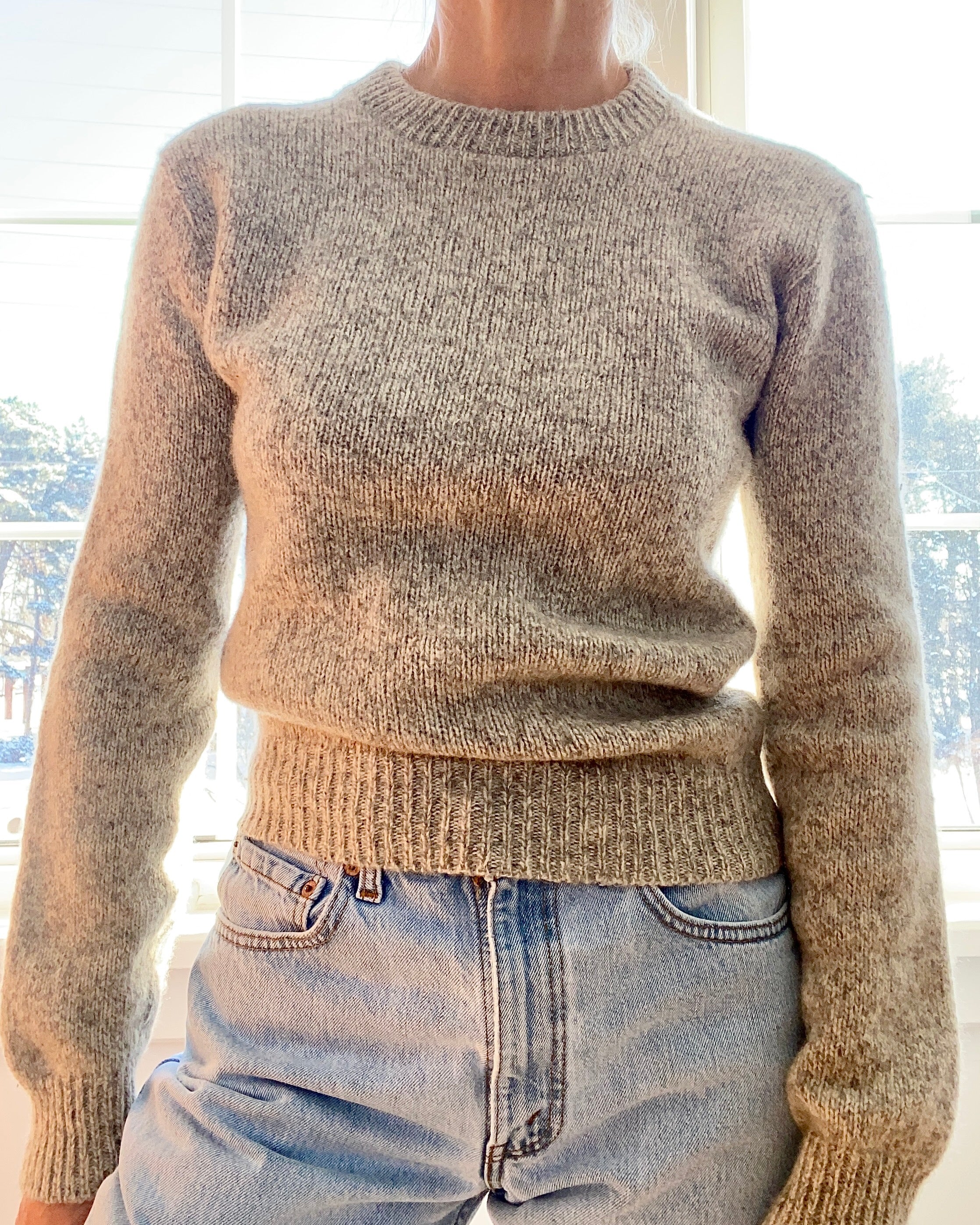 Vintage Oatmeal Melange Crew Sweater