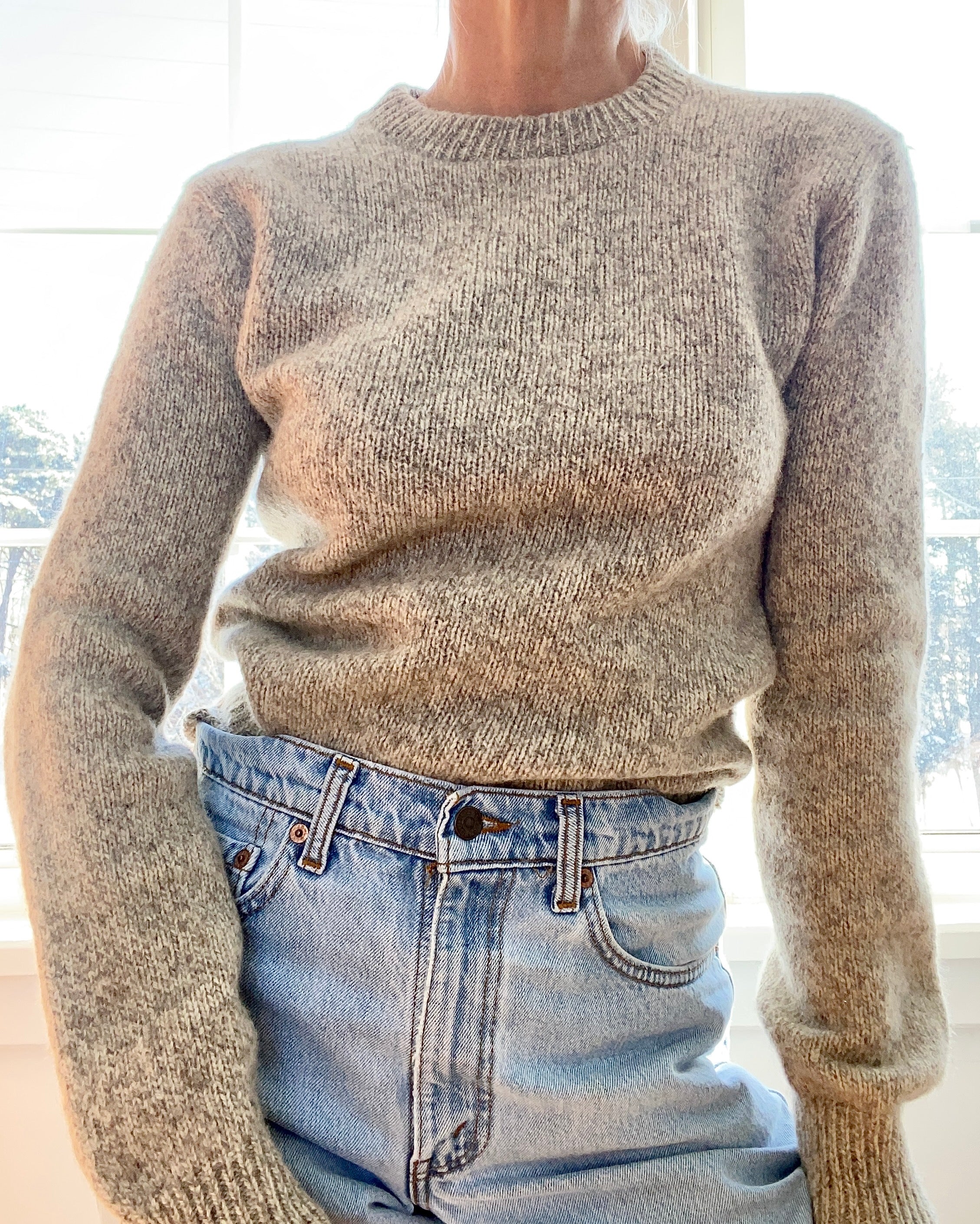 Vintage Oatmeal Melange Crew Sweater