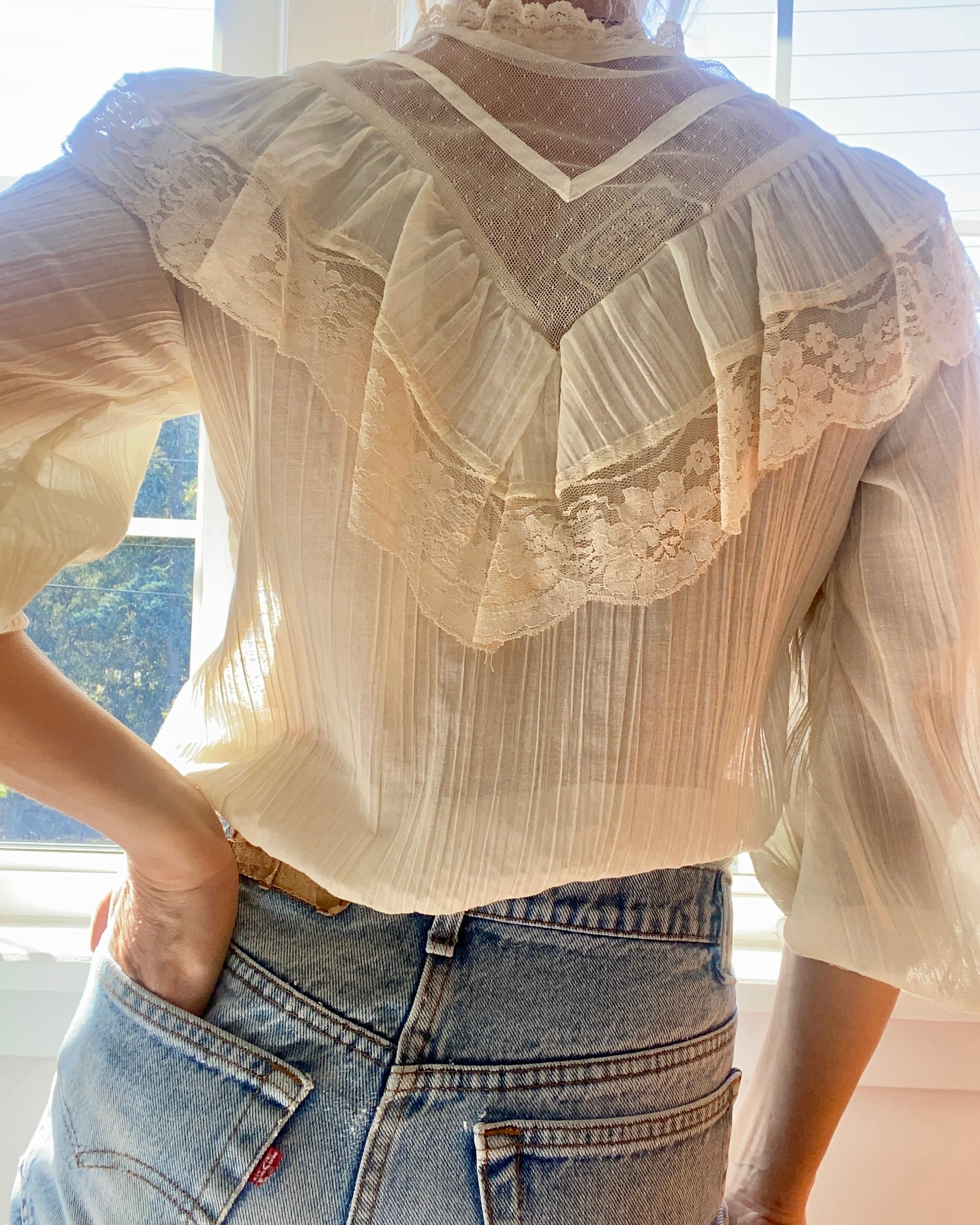 Vintage 1970s Gunne Sax Cream Blouse Jessica's Gunnies San Francisco