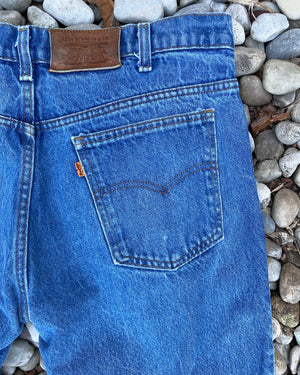 Vintage 1970s Levis Orange Tab Medium to Dark Wash Flare Jeans size 34 to 35