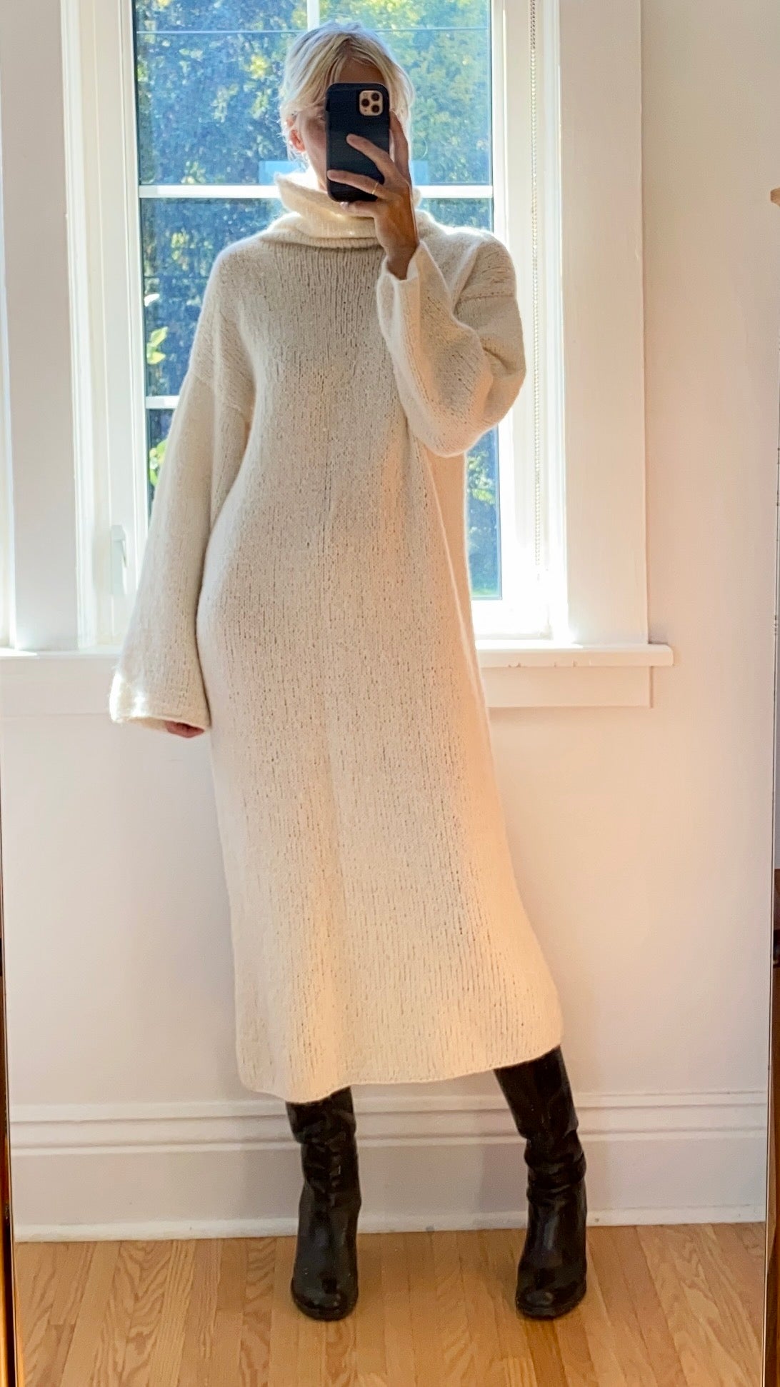 BOZIDARA Alpaca Sweater Dress in Ivory