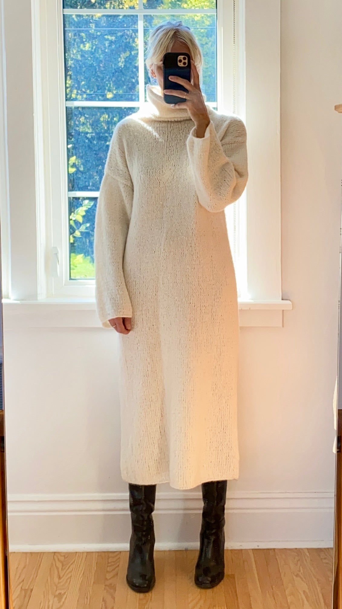BOZIDARA Alpaca Sweater Dress in Ivory