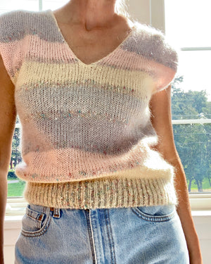 VINTAGE Mohair Pastel Stripe VNeck Vest