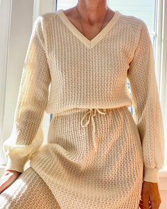 VINTAGE Voguester Jr. 1970s Cream Baby Cable Knit Dress M
