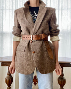 Vintage Harris Tweed Brown Herringbone Blazer Jacket
