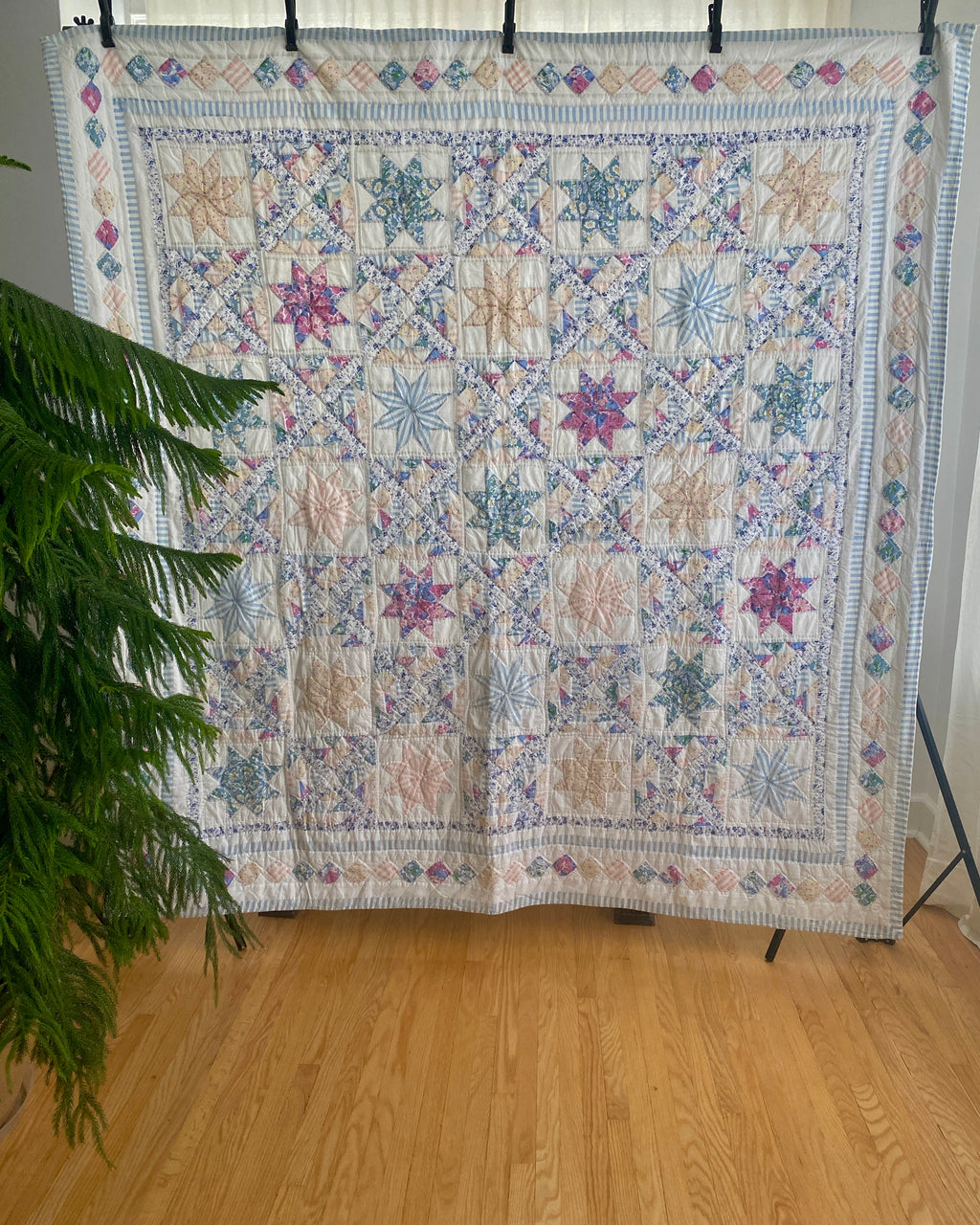 Vintage All Over 8 Point Star Patchwork Quilt