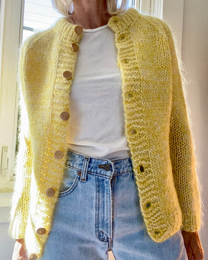 VINTAGE Handknit Wool Yellow Cardigan S