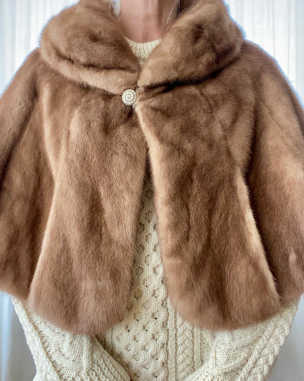 Vintage Blonde Mink Shawl Stole Cape Jacket