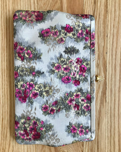 Vintage Clutch with Silk Taffeta Rose Print 1950's