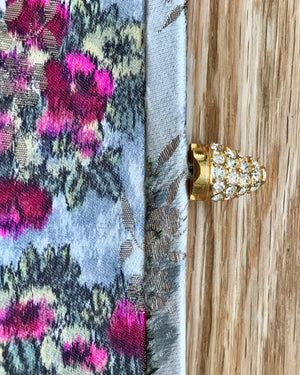 Vintage Clutch with Silk Taffeta Rose Print 1950's