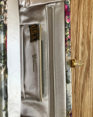 Vintage Clutch with Silk Taffeta Rose Print 1950's