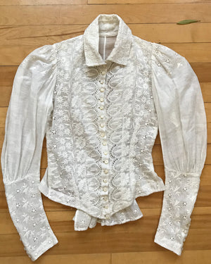 VINTAGE Victorian Lace Blouse Floral size XS