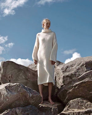 BOZIDARA Alpaca Sweater Dress in Ivory