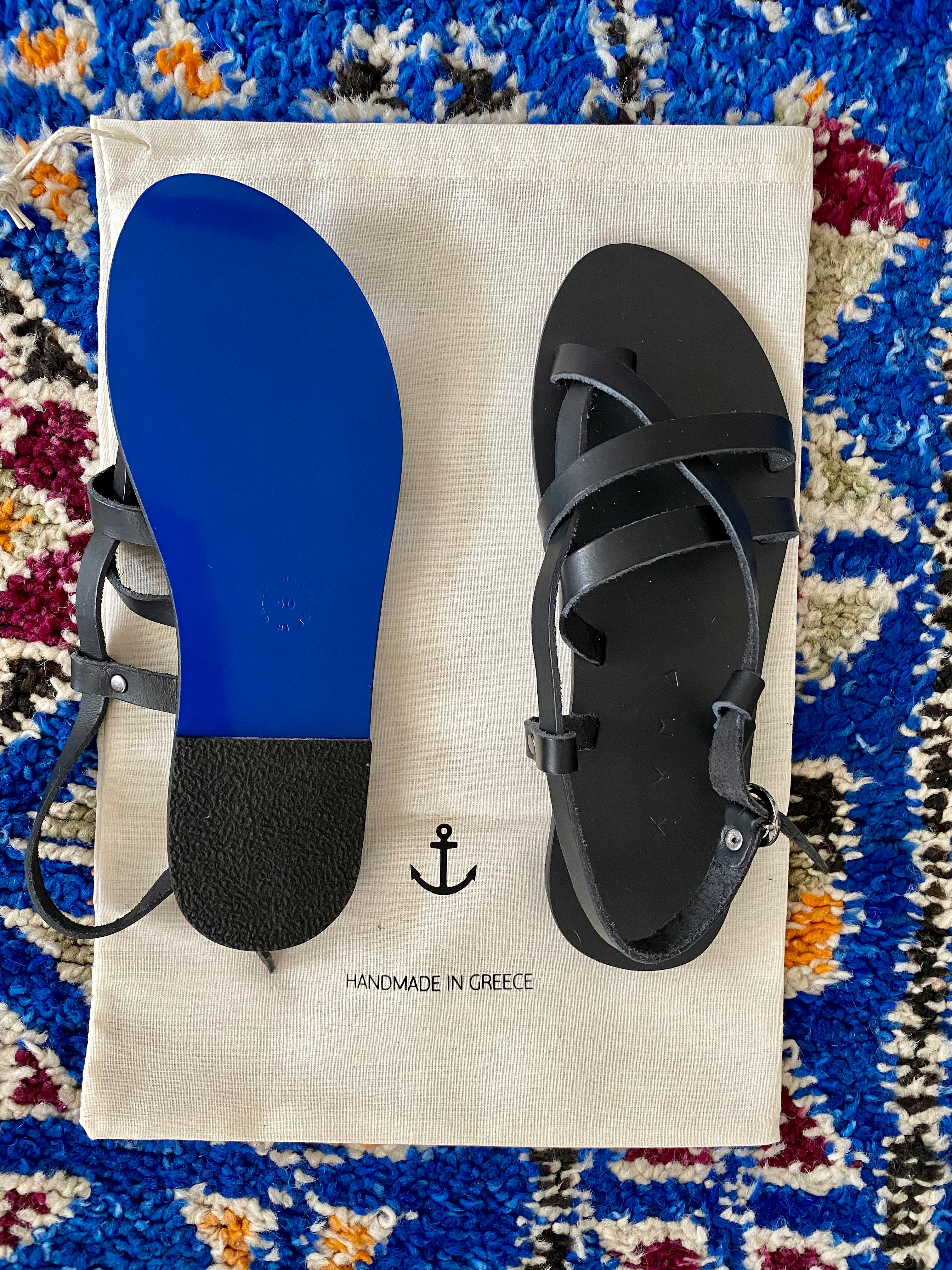 KYMA Elafonisos Black Sandals Made in Greece