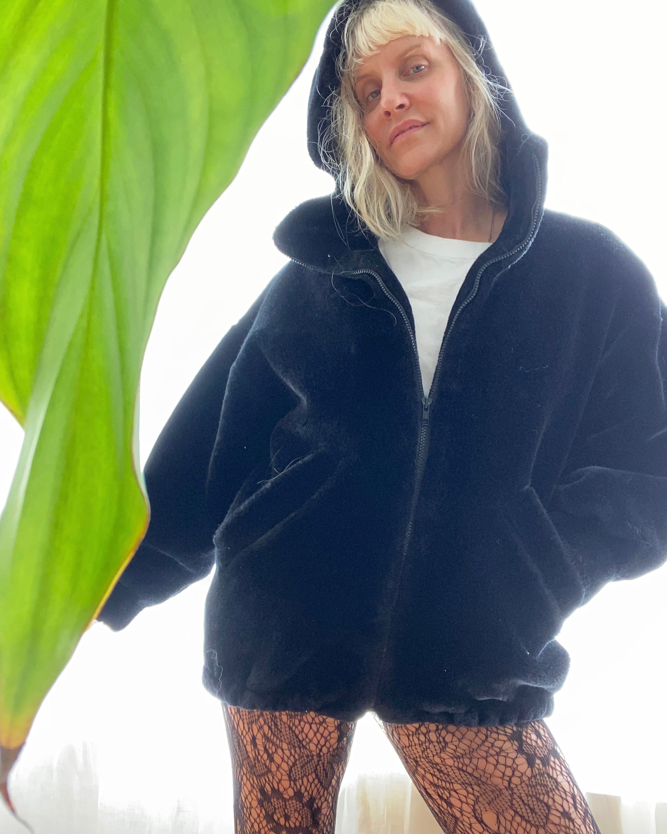 Vintage Black Teddy Bear Jacket