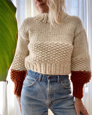 THE KNITTER Zip Zap Sweater Cream and Rust