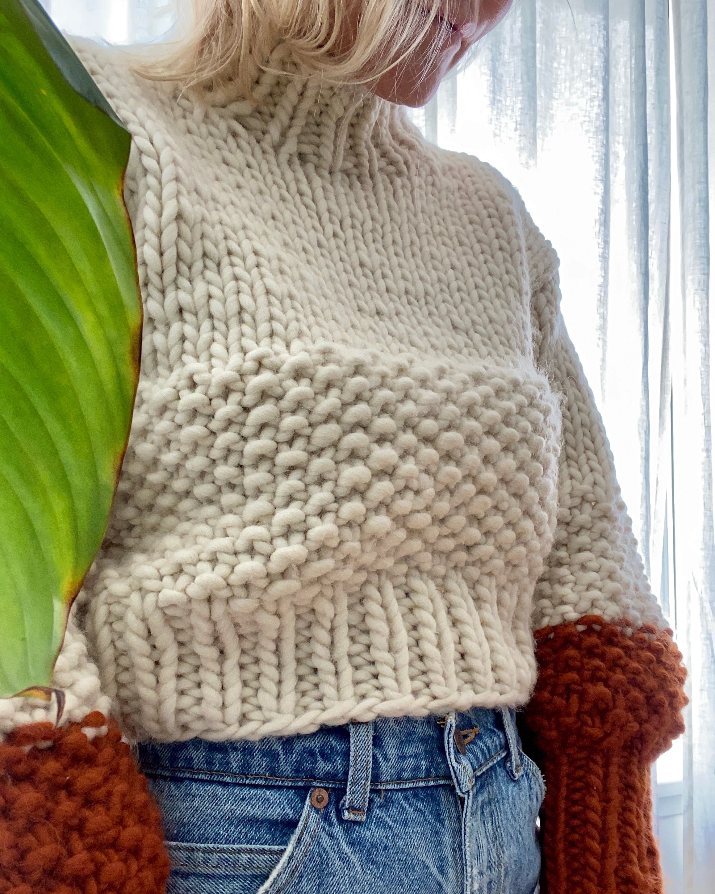 THE KNITTER Zip Zap Sweater Cream and Rust