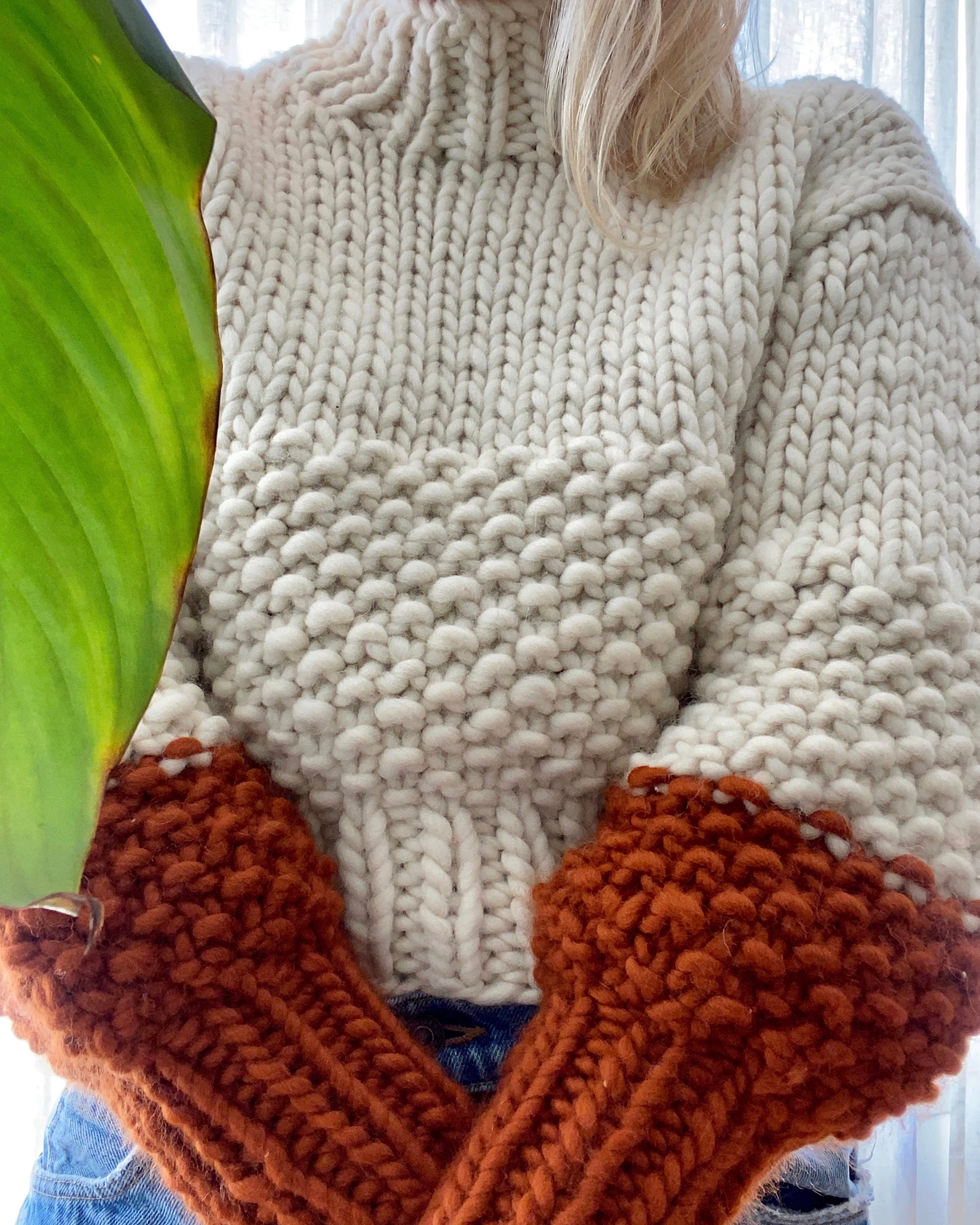 THE KNITTER Zip Zap Sweater Cream and Rust