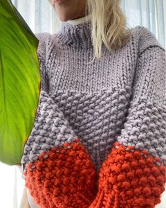 THE KNITTER Zip Zap Sweater Lilac and Mandarin