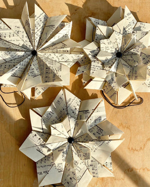 Handmade Layered Hymn Paper Star Ornament