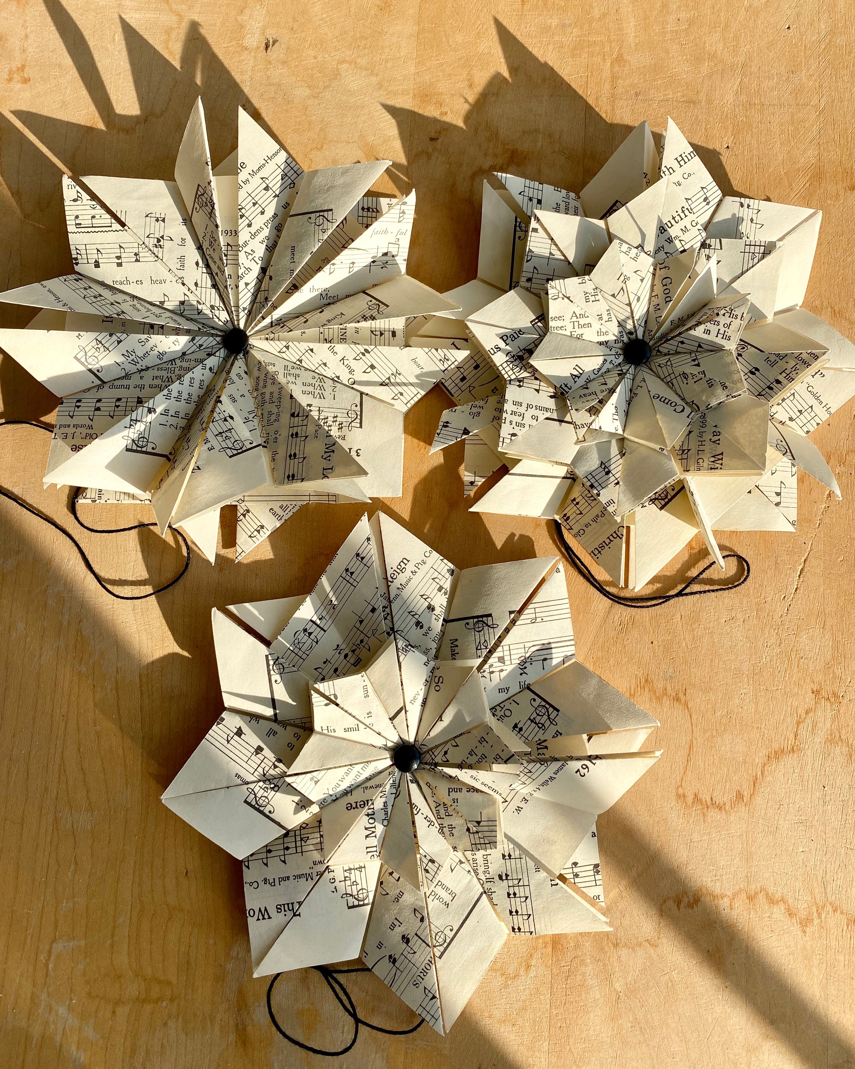 Handmade Layered Hymn Paper Star Ornament