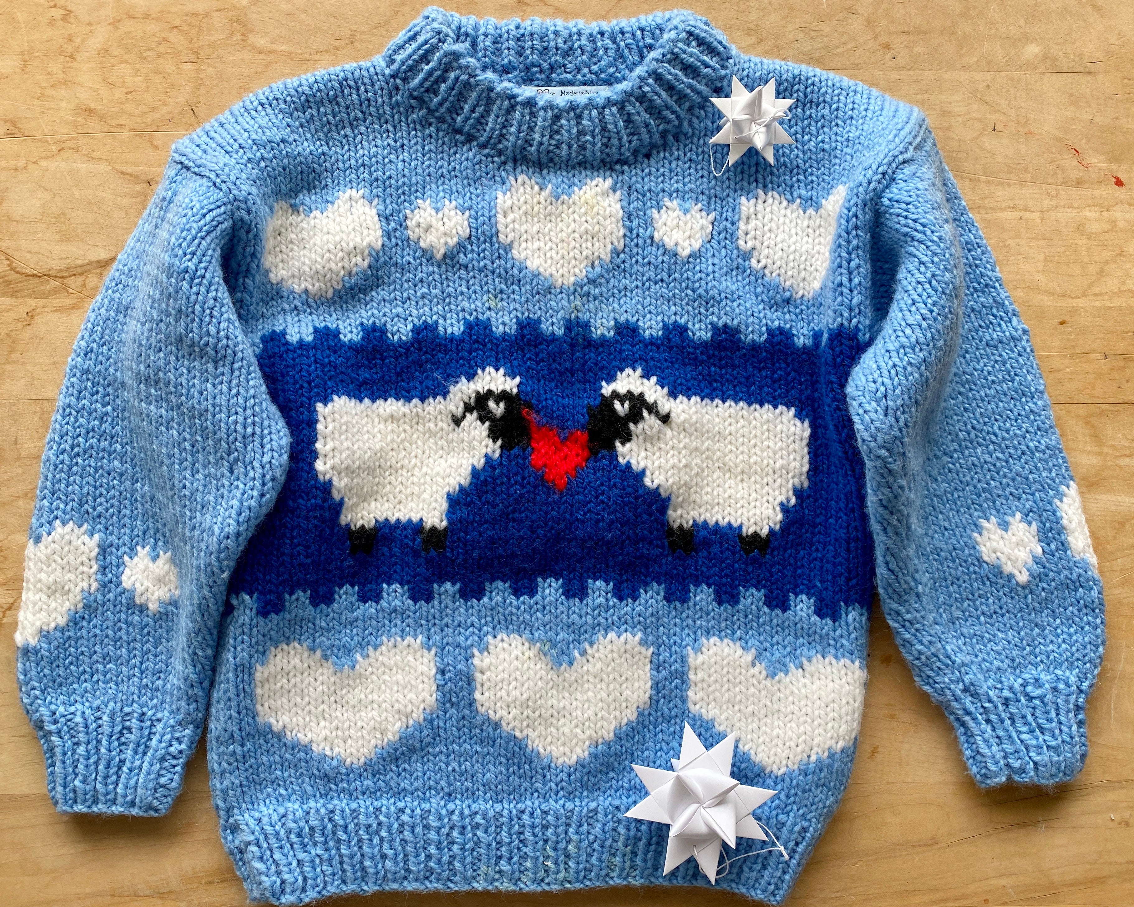 Handknit Lambs in Love Sweater Toddler