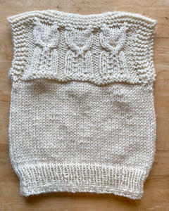 Handknit Cream Cable Yoke Vest Sweater Toddler
