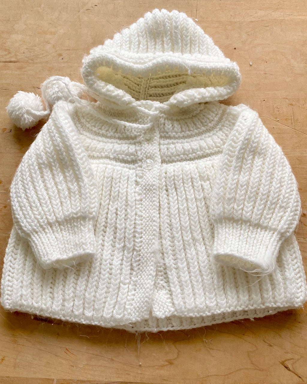 Handknit Chubby Rib Hooded Jacket Sweater Toddler