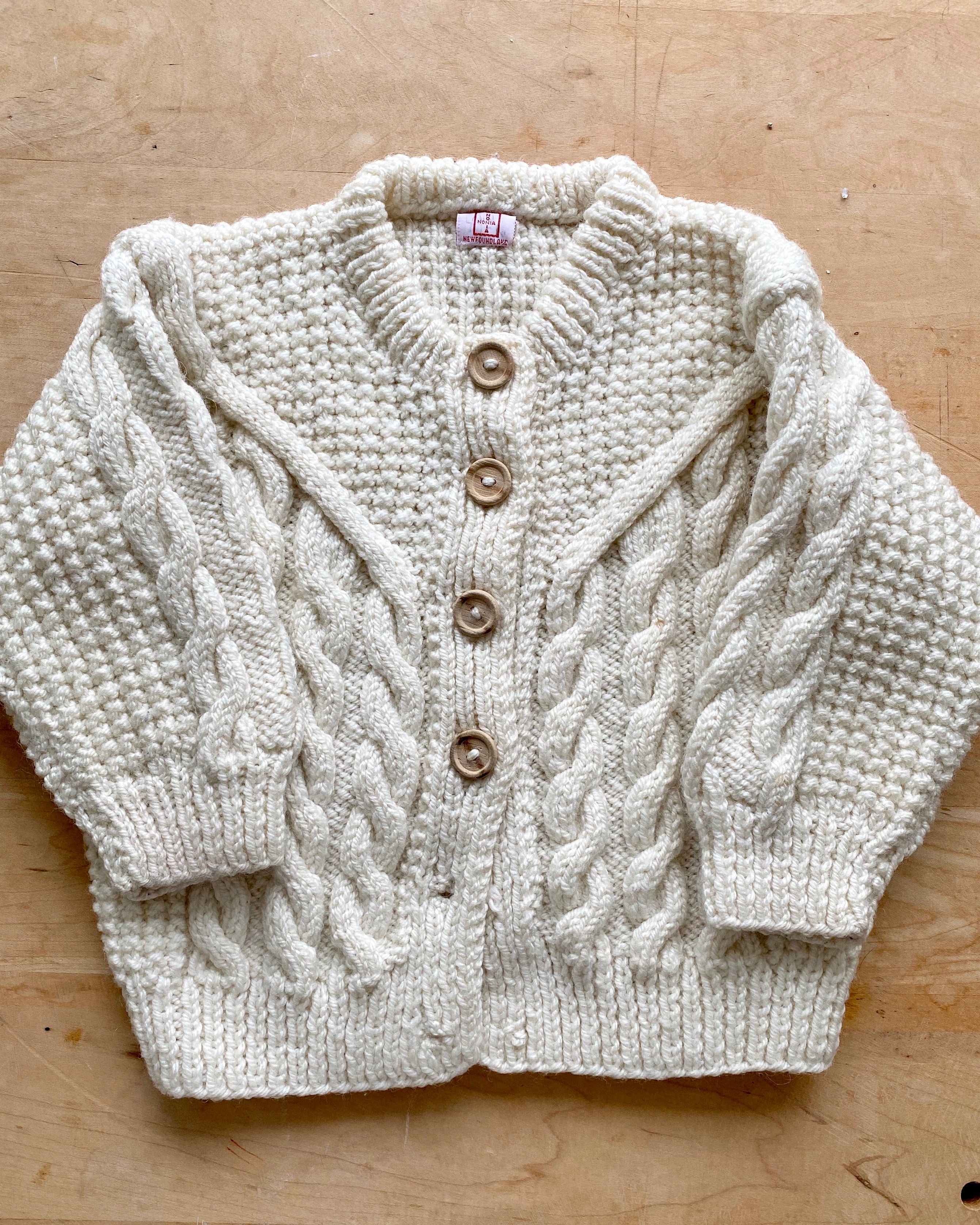 Handknit Fisherman Wool Cardigan Toddler