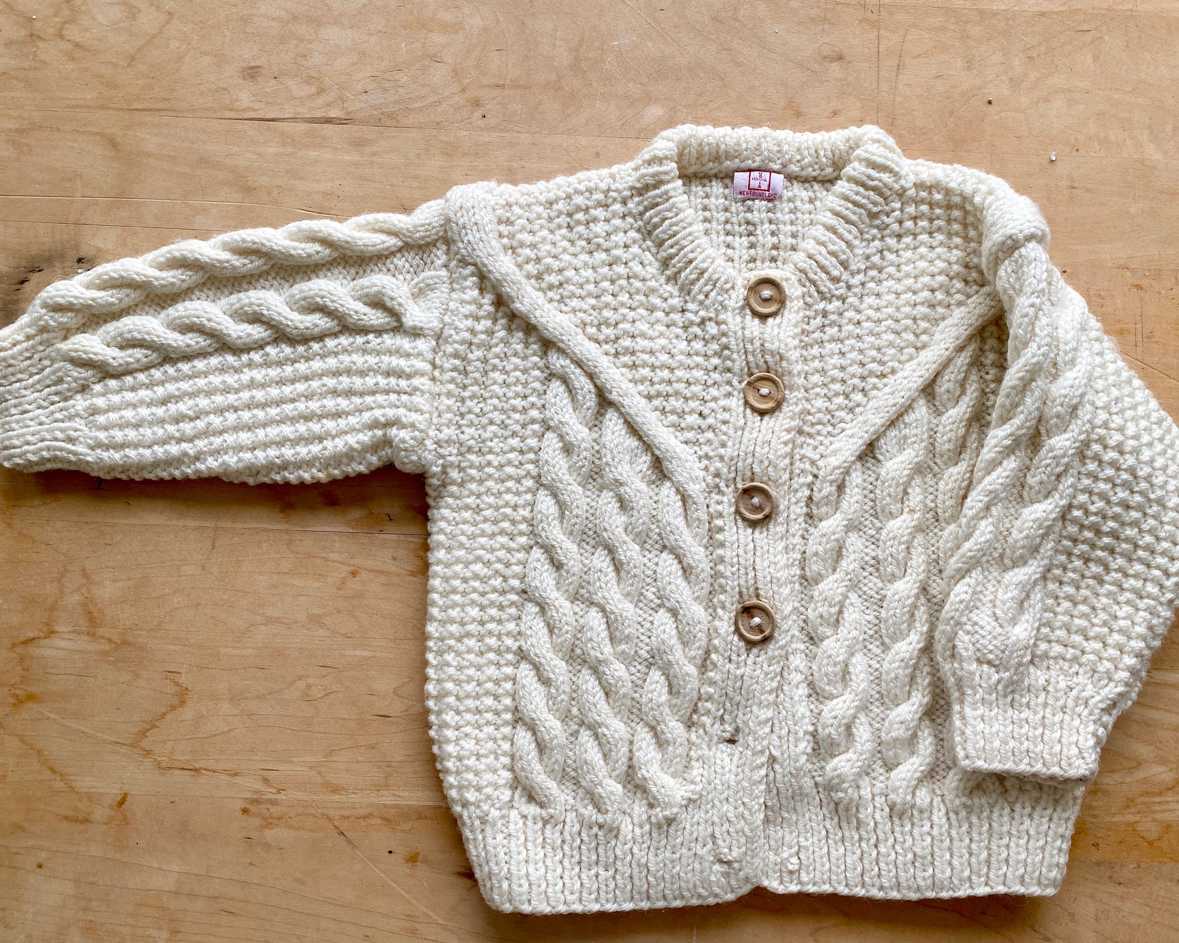Handknit Fisherman Wool Cardigan Toddler