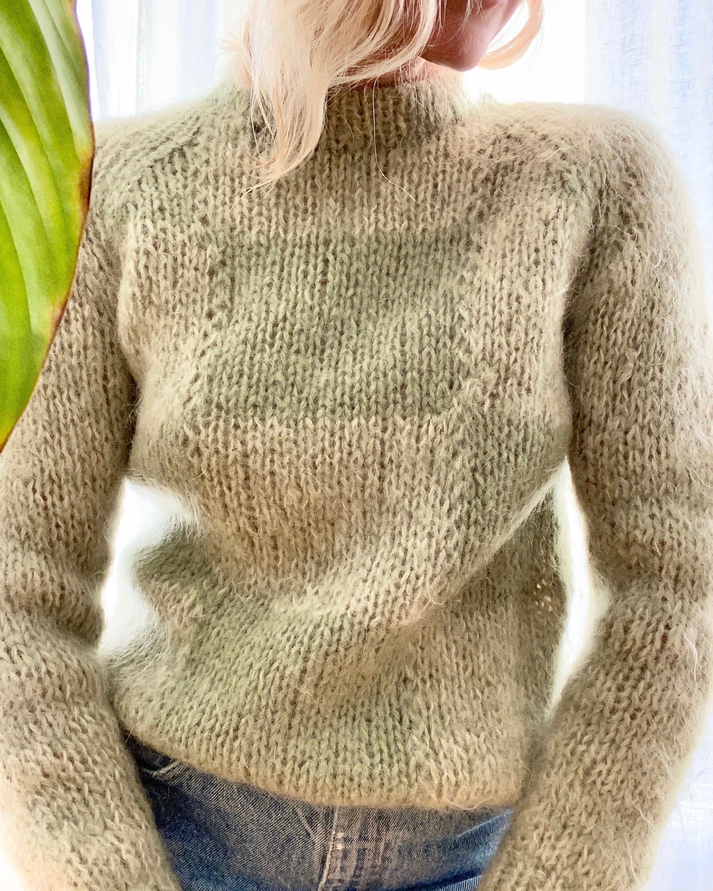 VINTAGE Handknit Mohair Pistachio Sweater