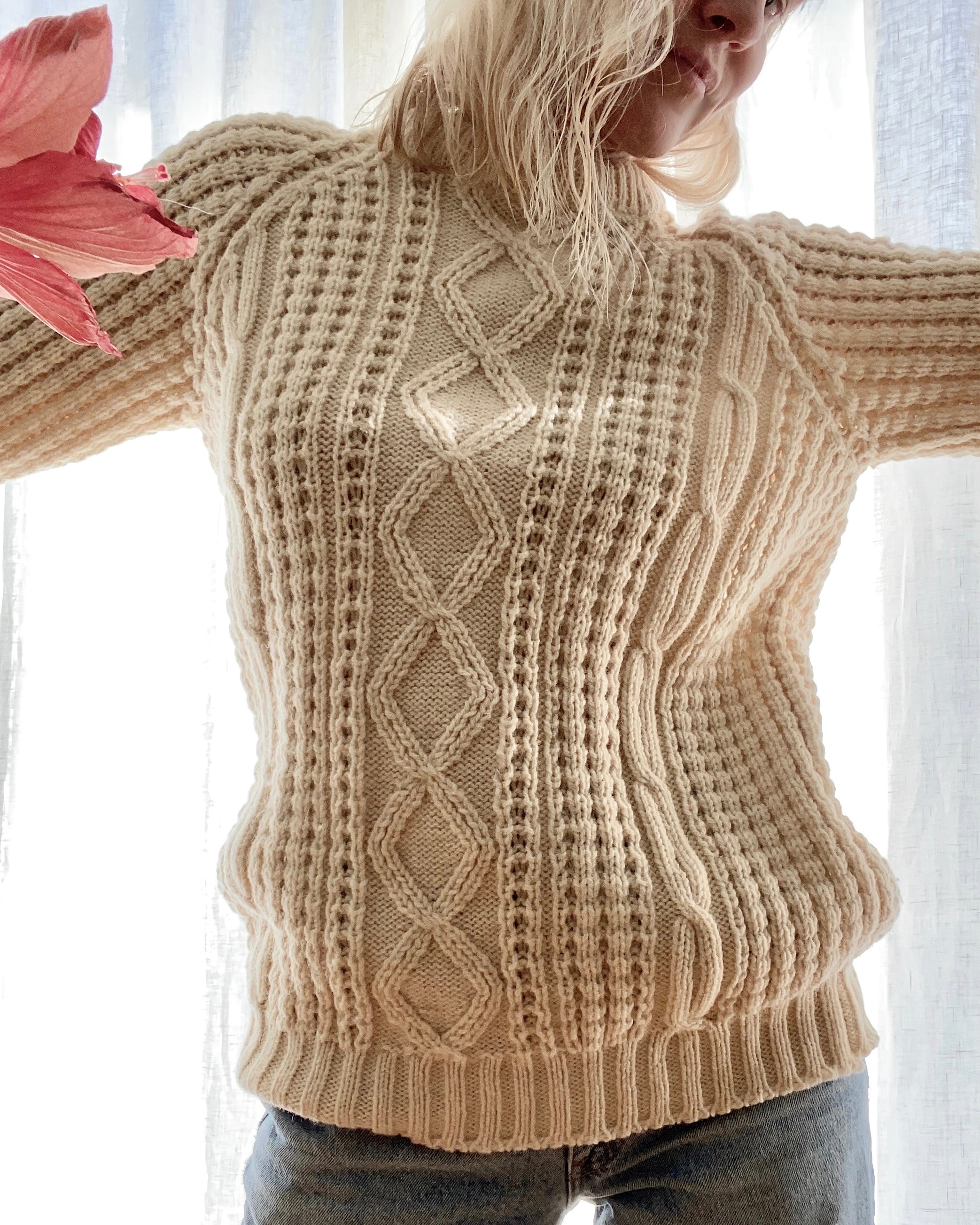 Vintage Handknit Wool Fisherman Sweater