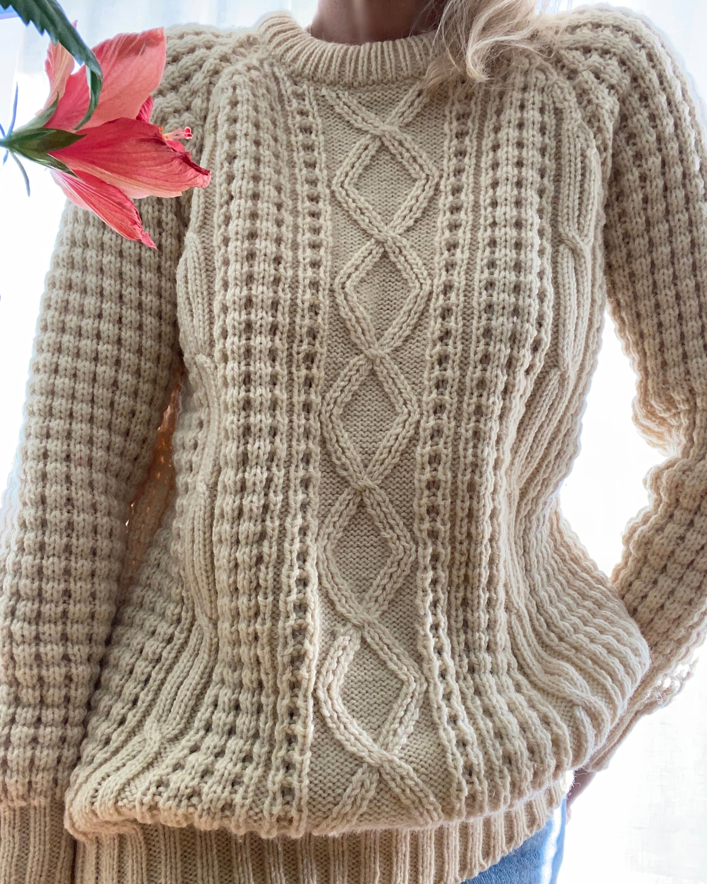Vintage Handknit Wool Fisherman Sweater