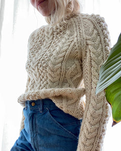 Vintage Wool Handknit Cable Turtleneck